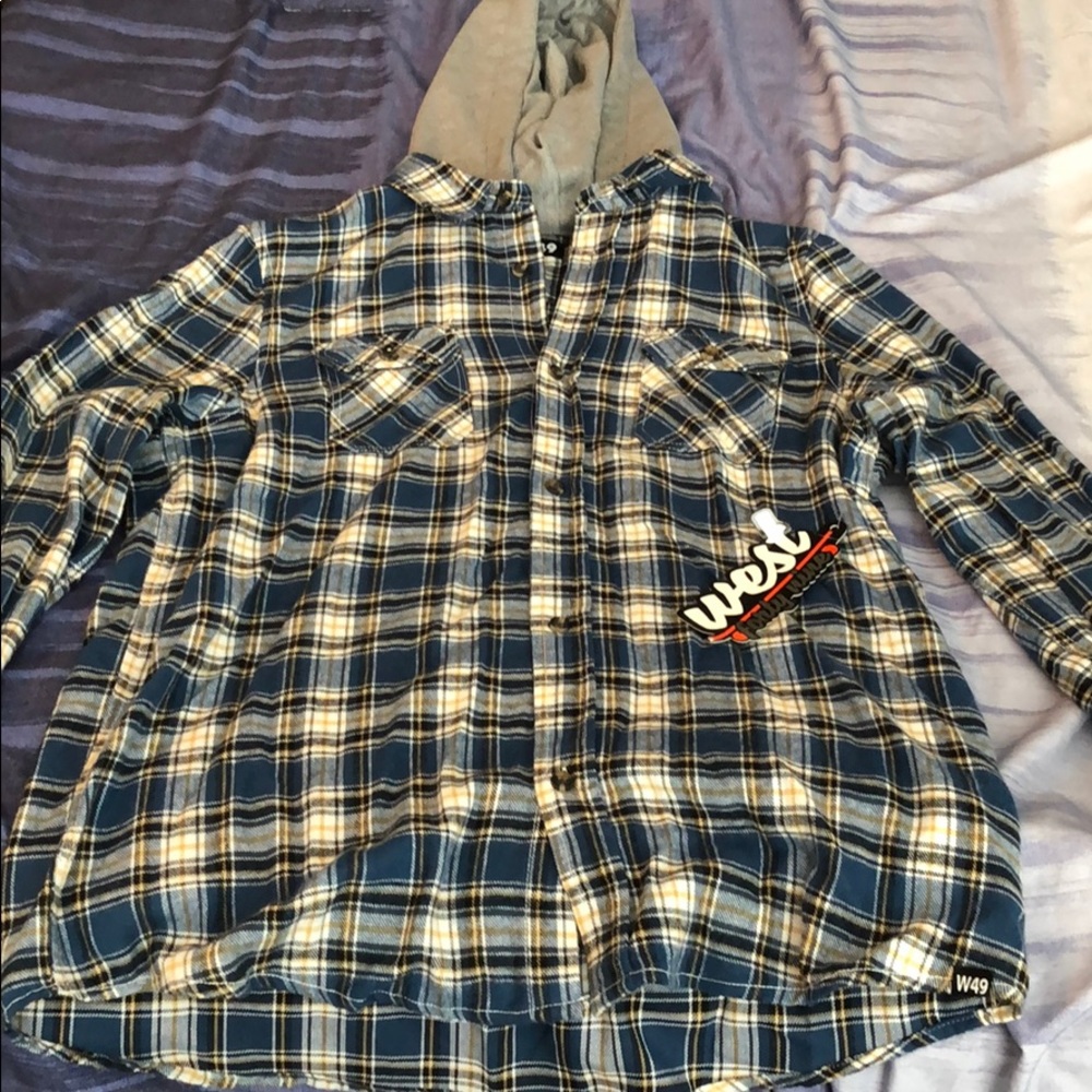 Button up flannel hoodie